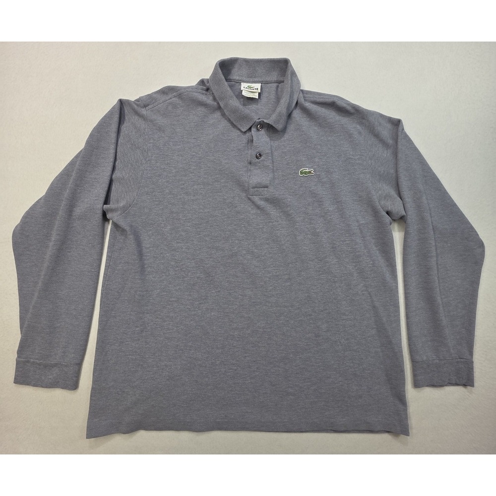 Lacoste Mens Polo Shirt Size 6 US XL Gray Long Sleeve Pique Preppy